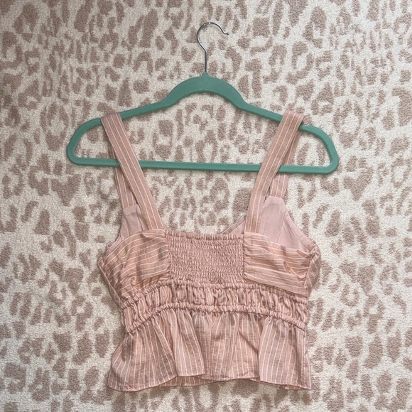 Anthropologie Maeve Pink Striped Peplum Crop Top - Picture 5 of 6